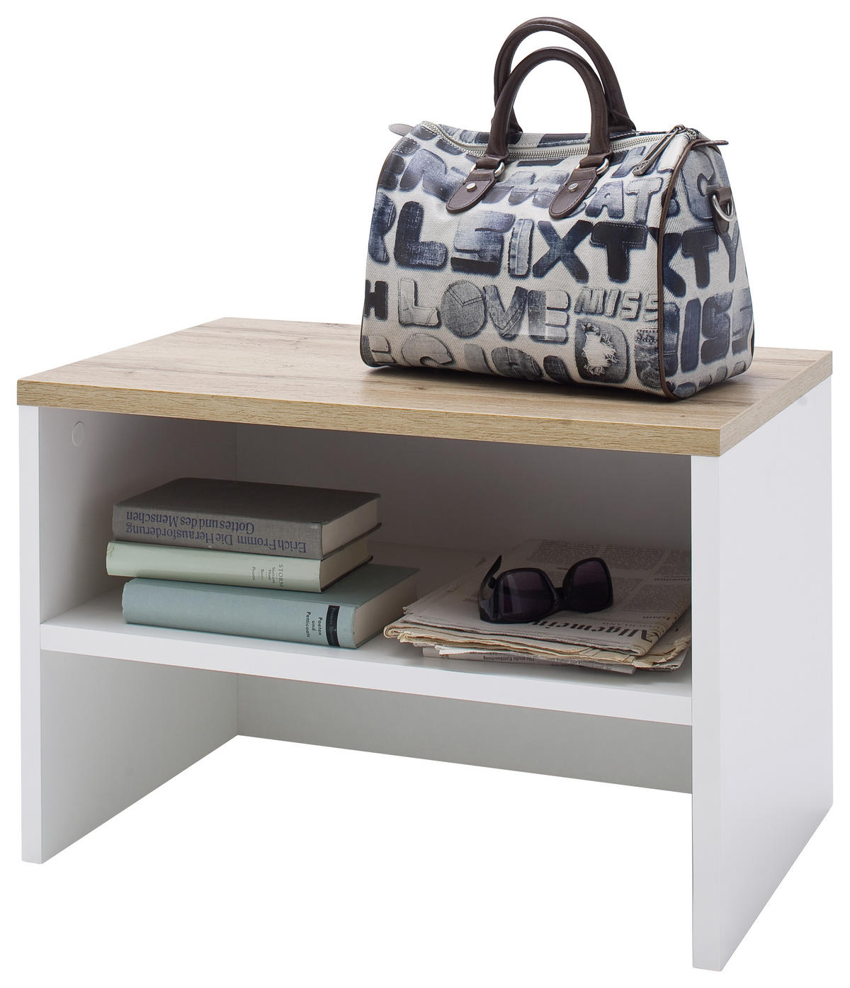 LAVICA DO PREDSIENE, biela, farba duba, 63/42/40 cm - biela/farba duba, Design, kompozitné drevo (63/42/40cm) - Carryhome