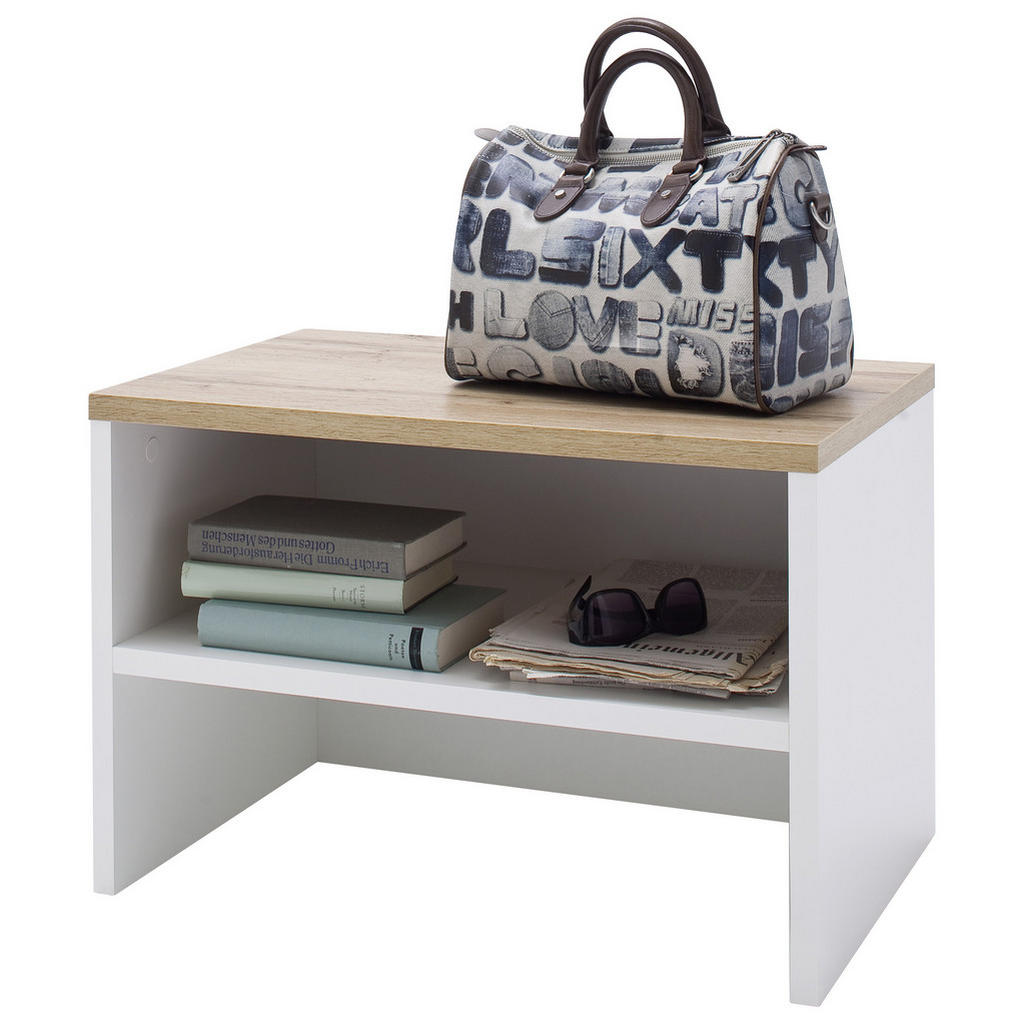 Thumbnail - Carryhome Garderobenbank, Weiß, Eiche, 63x42x40 cm, Garderobe, Garderobenbänke, Garderobenbänke