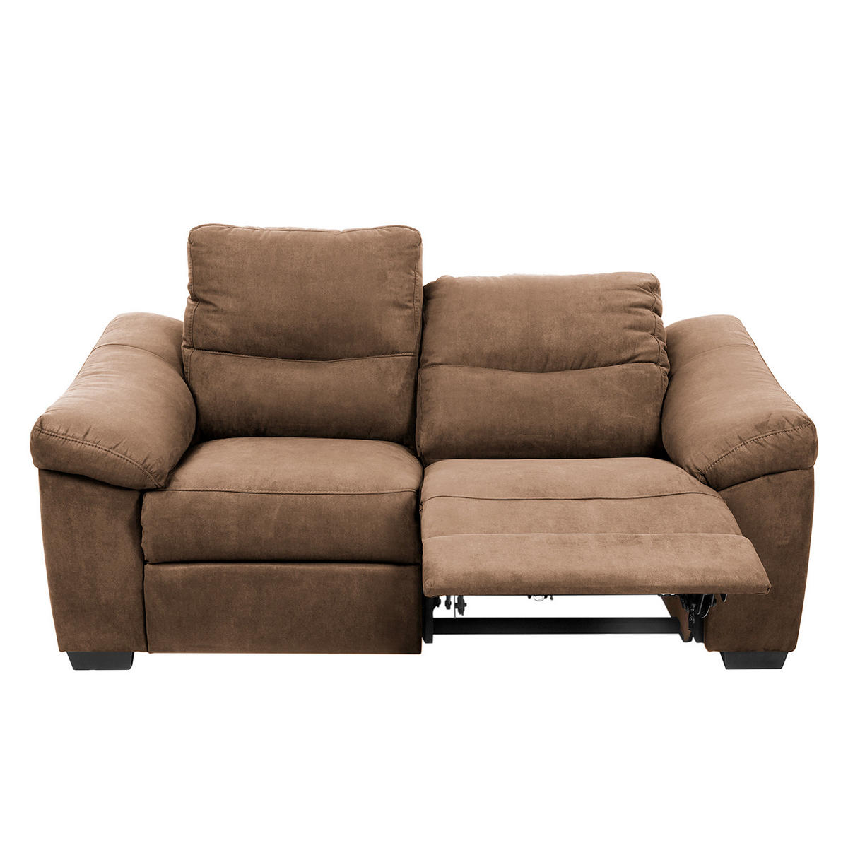 2-SITZER-SOFA Flachgewebe Braun  - Schwarz/Braun, Design, Holz/Textil (174/97/97cm) - Livetastic