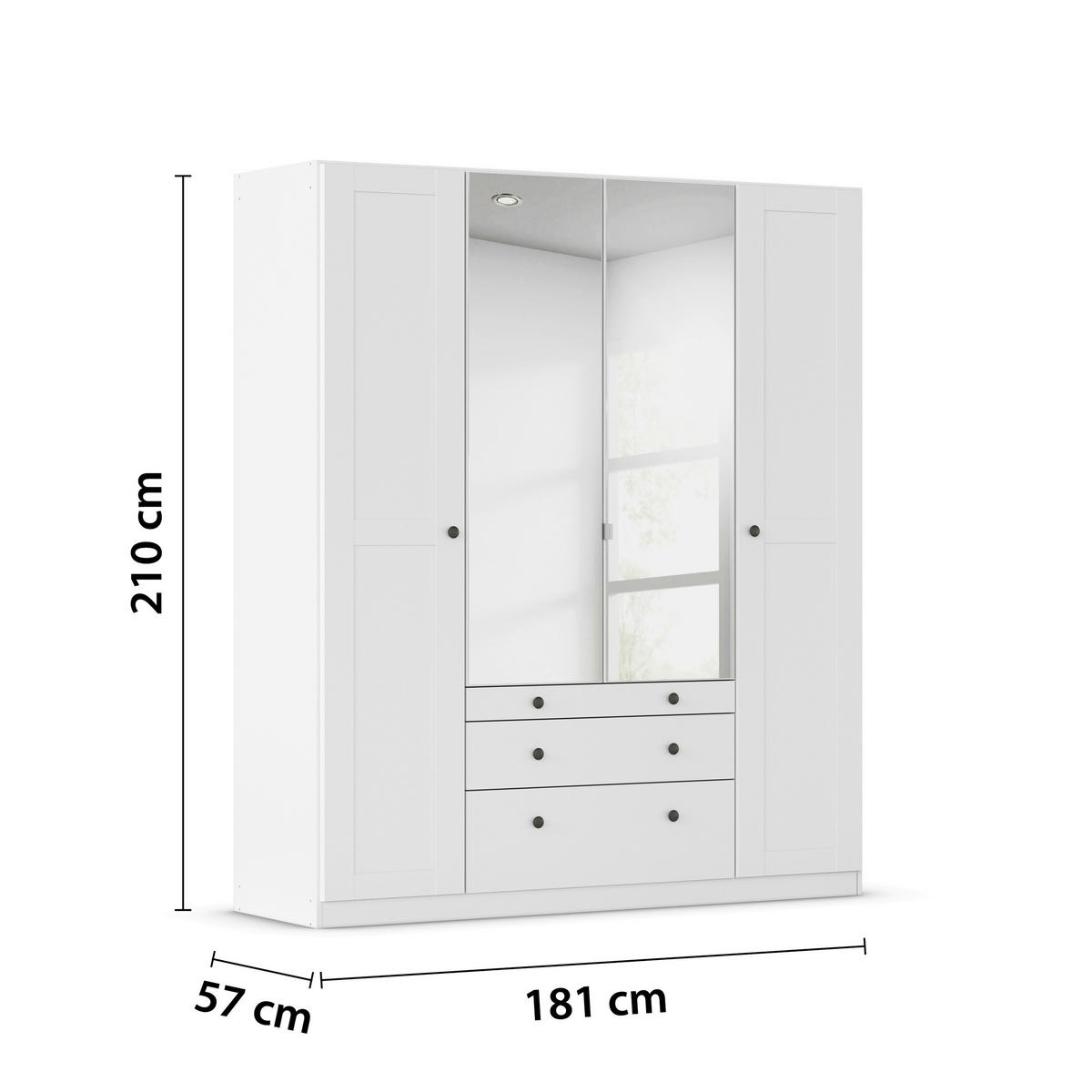 DREHTÜRENSCHRANK 181/210/54 cm,  in Weiß, 4-türig  - Schwarz/Weiß, KONVENTIONELL, Glas/Holzwerkstoff (181/210/54cm) - home24
