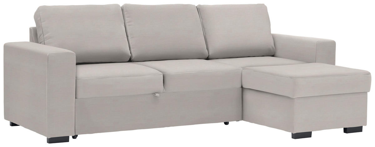 ECKSOFA in Velours Creme  244/157 cm  - Creme/Schwarz, Design, Kunststoff/Textil (244/157cm) - Carryhome