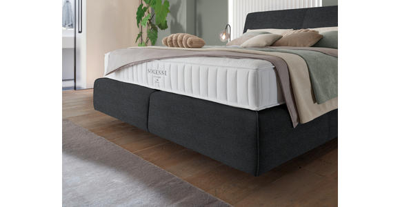 BOXSPRINGBETT 180/200 cm  in Anthrazit  - Anthrazit/Schwarz, Design, Kunststoff/Textil (180/200cm) - Johann Jakob