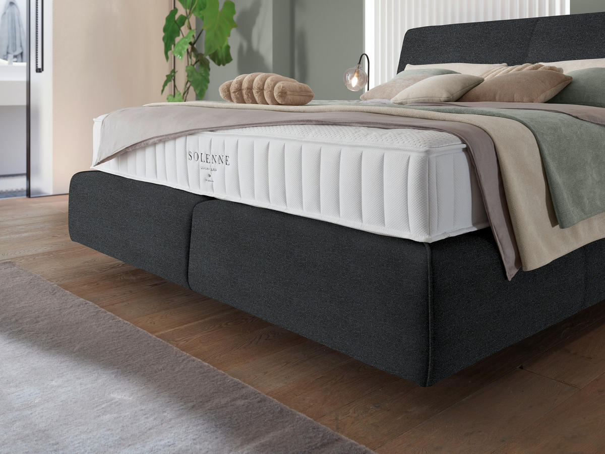 BOXSPRINGBETT 180/200 cm  in Anthrazit  - Anthrazit/Schwarz, Design, Kunststoff/Textil (180/200cm) - Johann Jakob