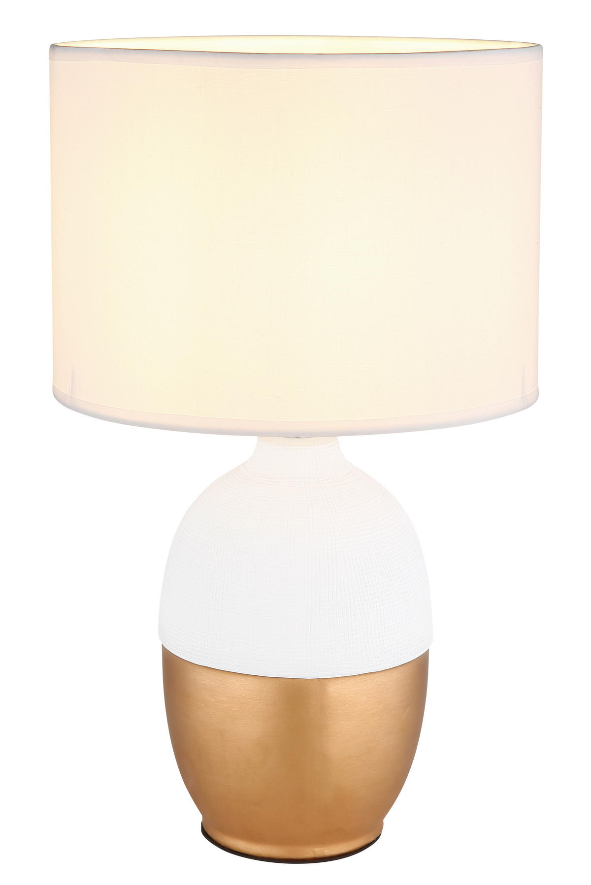 TISCHLEUCHTE - Weiss/Goldfarben, Konventionell, Keramik/Textil (25/43cm) - Globo