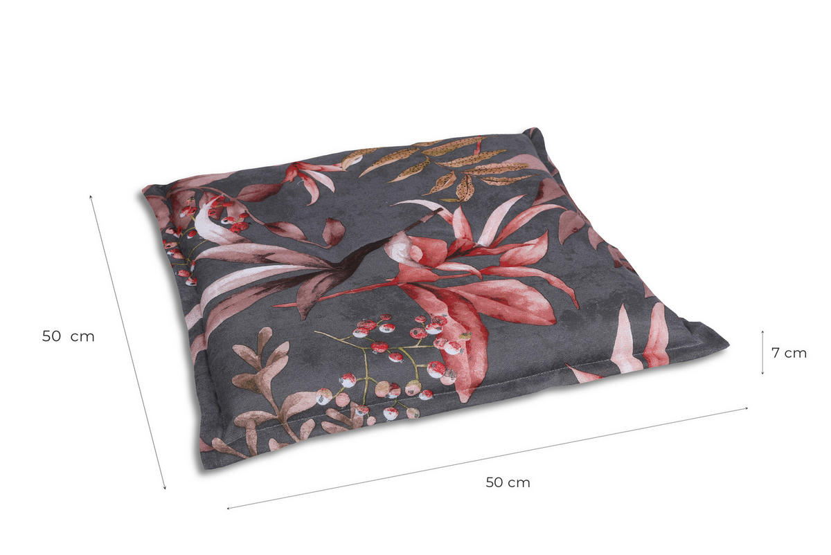 GARTENSITZKISSENSET Blätter  - Anthrazit/Braun, Basics, Textil (50/7/50cm)