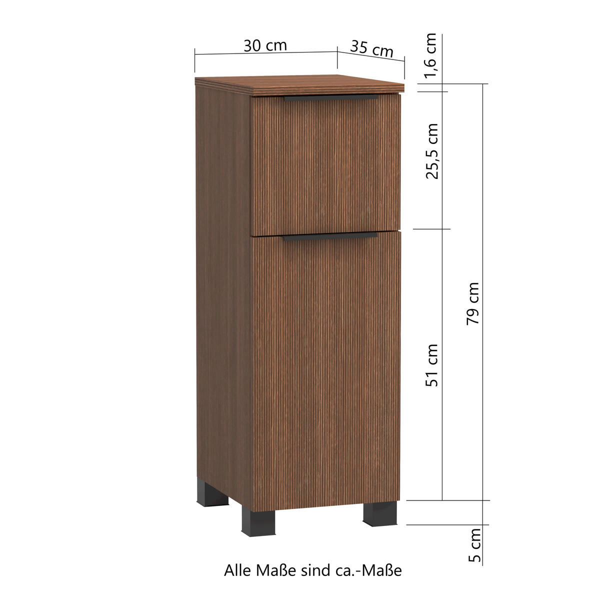 UNTERSCHRANK 30/79 /35 cm   - Dunkelbraun/Schwarz, Natur, Holzwerkstoff/Kunststoff (30/79 /35cm) - Held