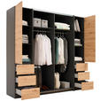 KLEIDERSCHRANK  in Graphitfarben, Eiche Artisan  - Silberfarben/Graphitfarben, KONVENTIONELL, Holzwerkstoff/Kunststoff (215/211/60cm) - Carryhome