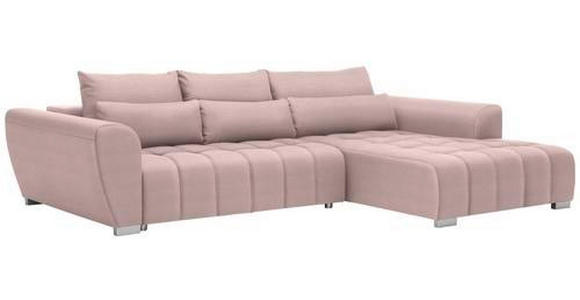 ECKSOFA in Webstoff Rosa  - Silberfarben/Rosa, MODERN, Kunststoff/Textil (304/218cm) - Carryhome