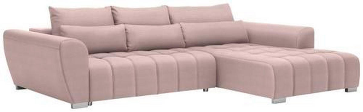 ECKSOFA in Webstoff Rosa  304/218 cm  - Silberfarben/Rosa, MODERN, Kunststoff/Textil (304/218cm) - Carryhome