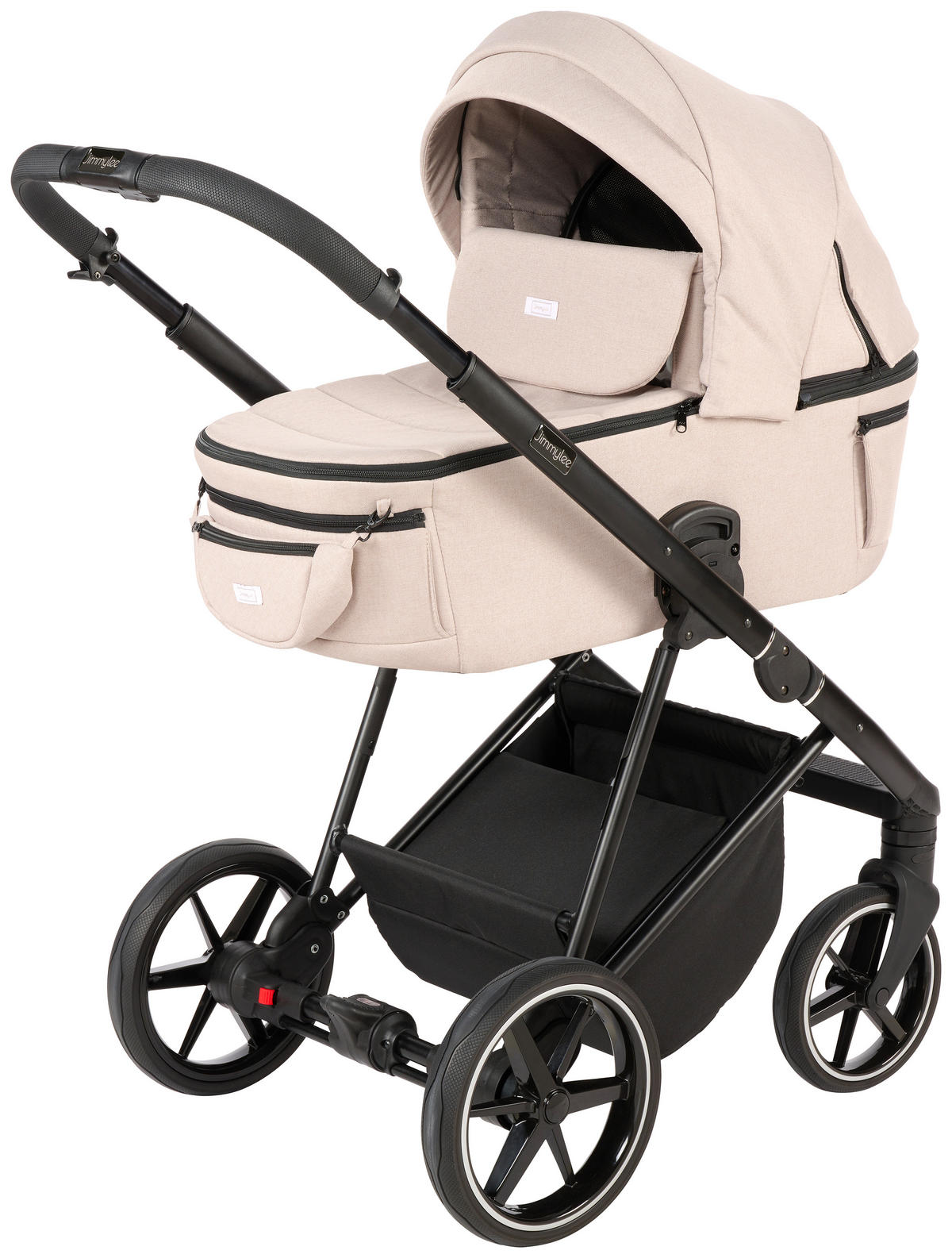 KINDERWAGENSET  - Taupe/Schwarz, Basics, Textil/Metall (57,5/116/101cm) - Jimmylee