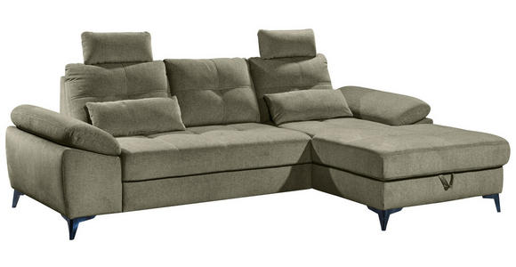 ECKSOFA Grün Mikrovelours - Chromfarben/Schwarz, KONVENTIONELL, Kunststoff/Textil (270/170cm) - Carryhome