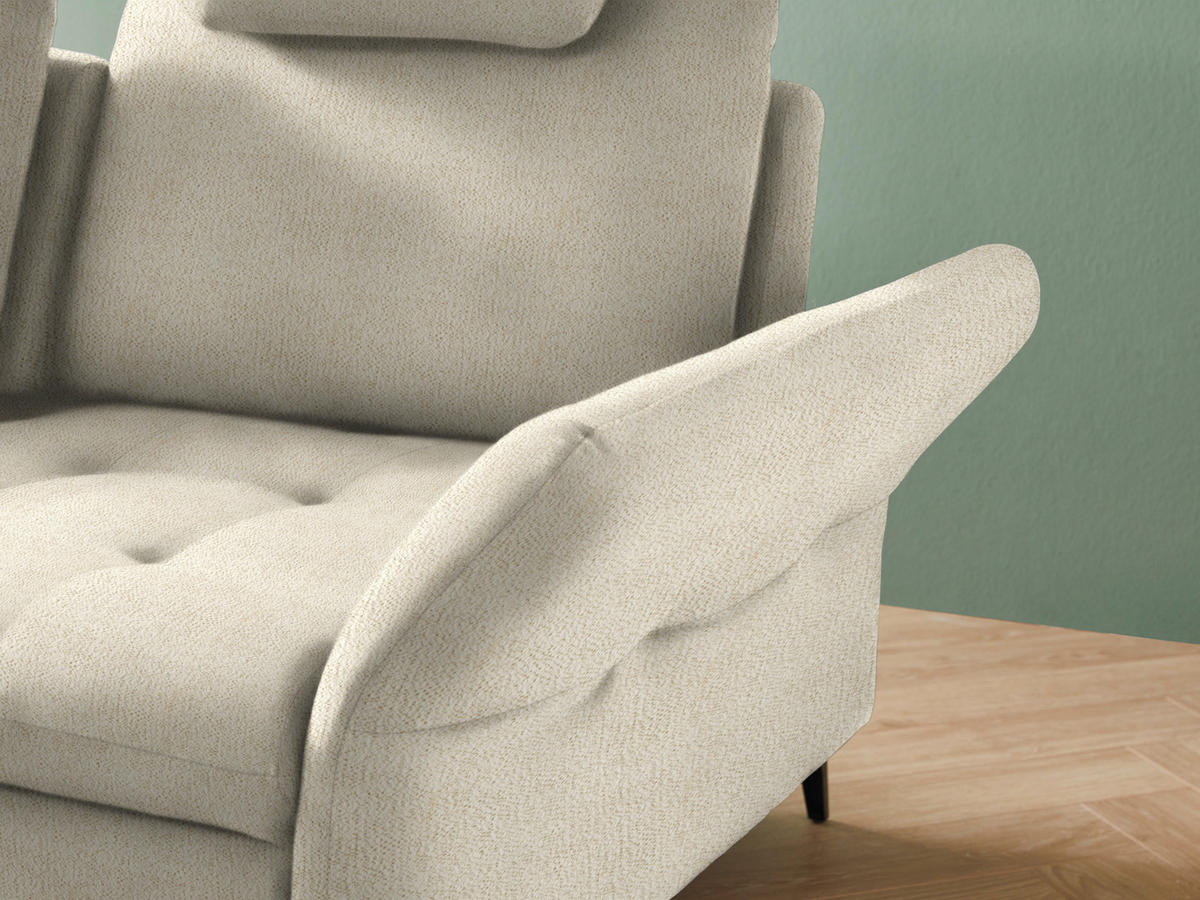 ECKSOFA in Struktur Creme  - Creme/Schwarz, Natur, Textil/Metall (233/288cm) - Valnatura