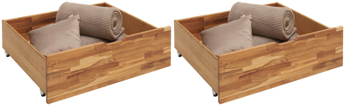 BETTKASTENSET  in Wildeiche  - Wildeiche, Natur, Holz/Kunststoff (83/29/68cm) - Carryhome