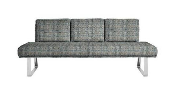 SITZBANK 209/92/78 cm  in Blau, Olivgrün  - Chromfarben/Blau, Design, Textil/Metall (209/92/78cm) - Dieter Knoll