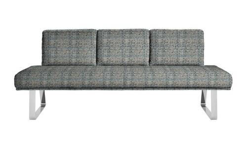 SITZBANK 209/92/78 cm  in Blau, Olivgrün  - Chromfarben/Blau, Design, Textil/Metall (209/92/78cm) - Dieter Knoll