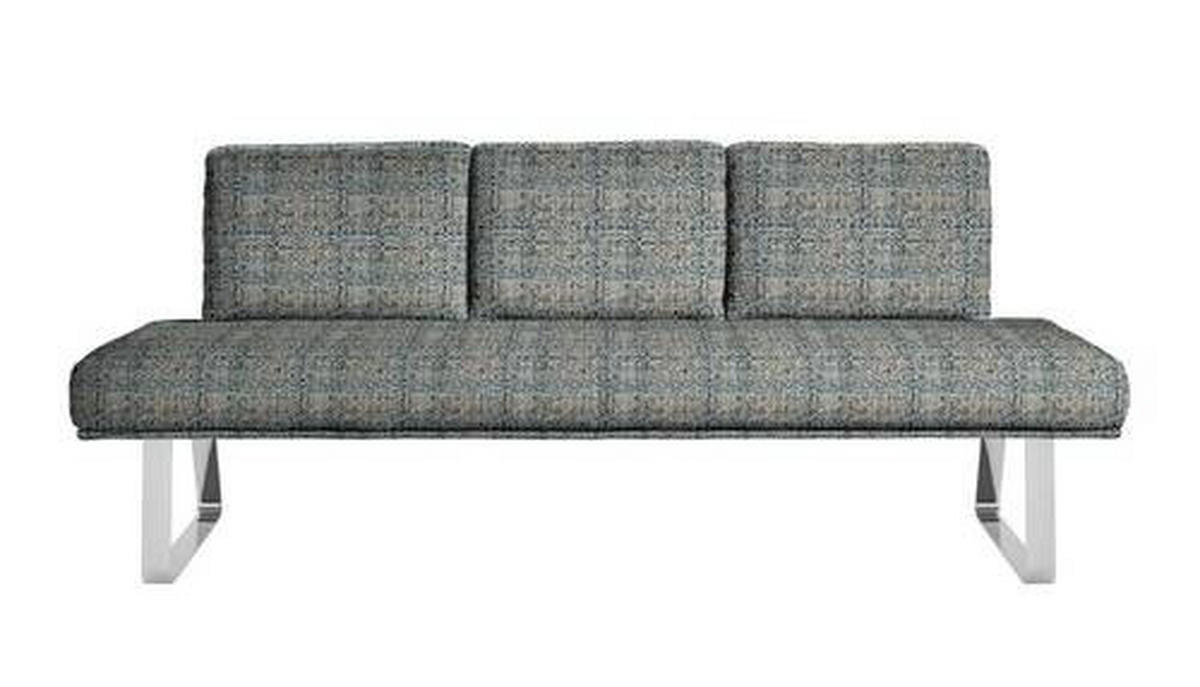 SITZBANK 224/92/78 cm  in Blau, Olivgrün  - Chromfarben/Blau, Design, Textil/Metall (224/92/78cm) - Dieter Knoll