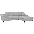 ECKSOFA Hellgrau Cord Rückenkissen, Armlehnenkissen, Rücken echt  - Hellgrau/Schwarz, KONVENTIONELL, Textil/Metall (332/231cm) - Carryhome