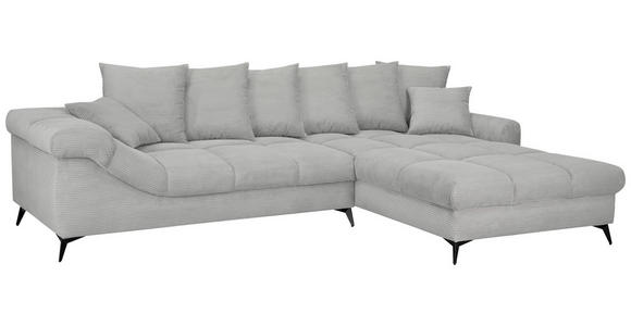 ECKSOFA Hellgrau Cord Rückenkissen, Armlehnenkissen, Rücken echt  - Hellgrau/Schwarz, KONVENTIONELL, Textil/Metall (332/231cm) - Carryhome