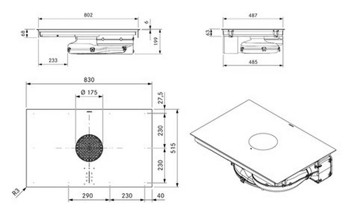 KOCHFELD-DUNSTABZUG-KOMBI - Schwarz, Trend, Glas (83/51,5/19,9cm) - Bora