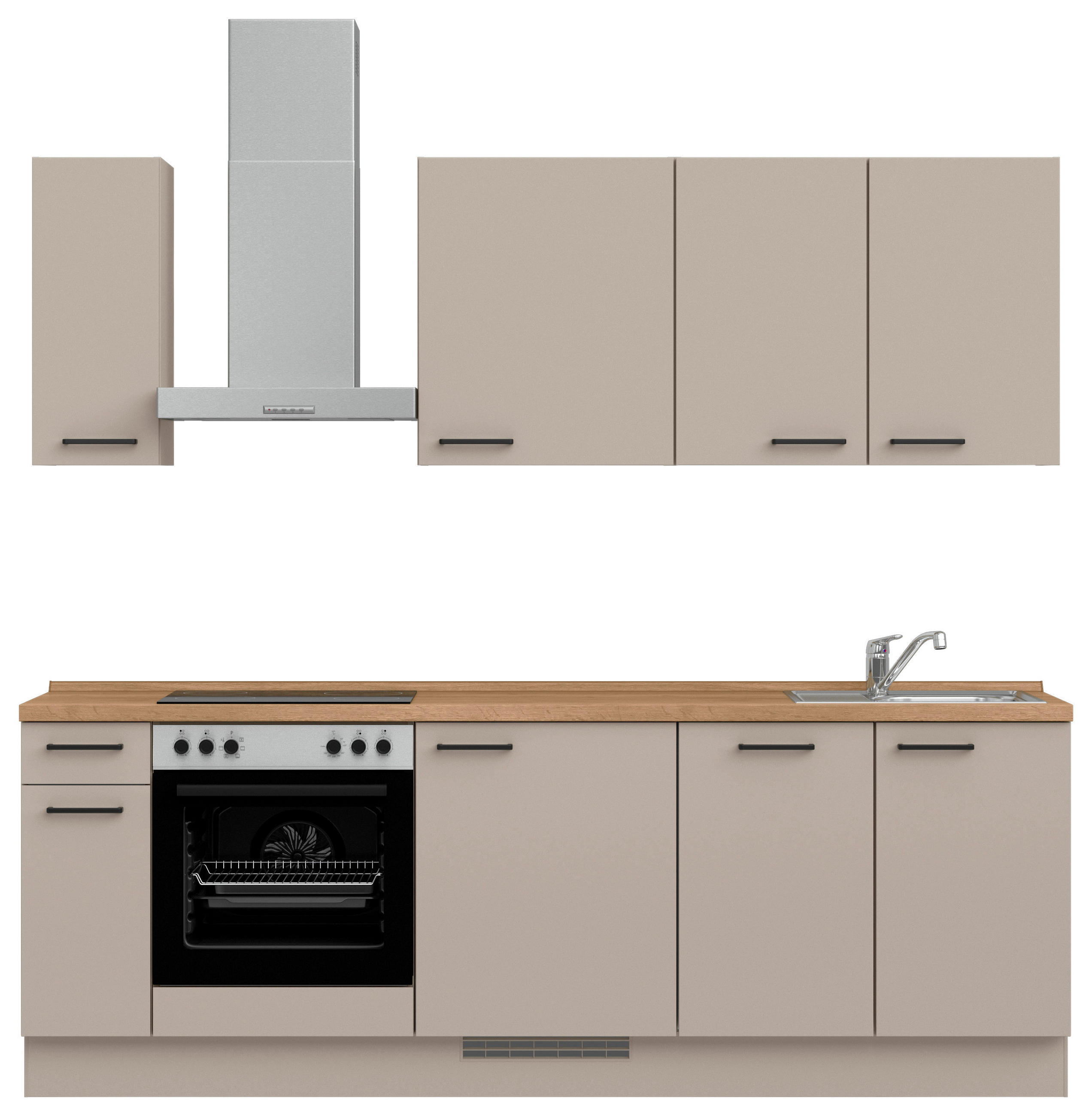 KÜCHENBLOCK Easytouch 240 cm  in Eichefarben, Sandfarben  - Sandfarben/Eichefarben, MODERN, Holzwerkstoff/Metall (240cm) - Nobilia