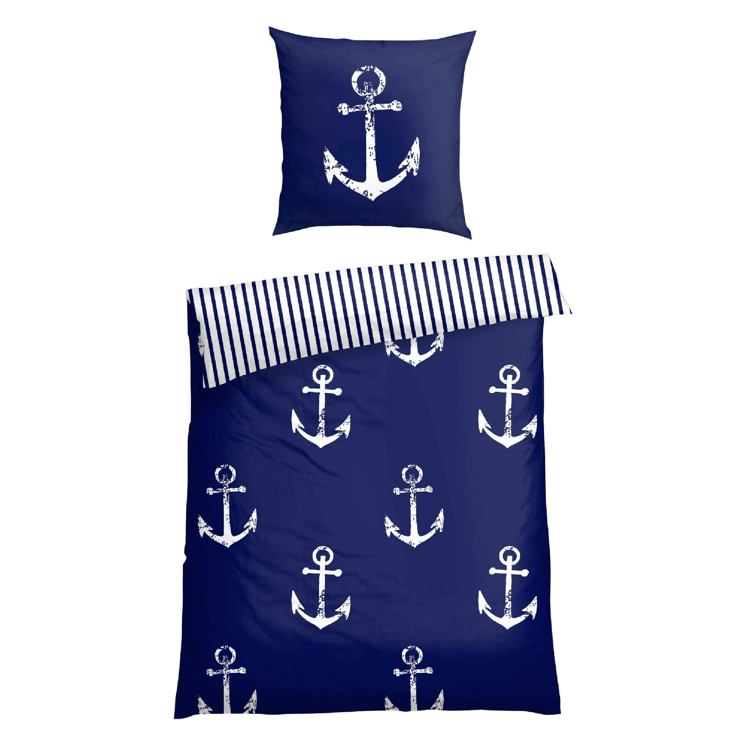 BETTWÄSCHE MARINA Renforcé 155/220 cm  - Dunkelblau, Basics, Textil (155/220cm)