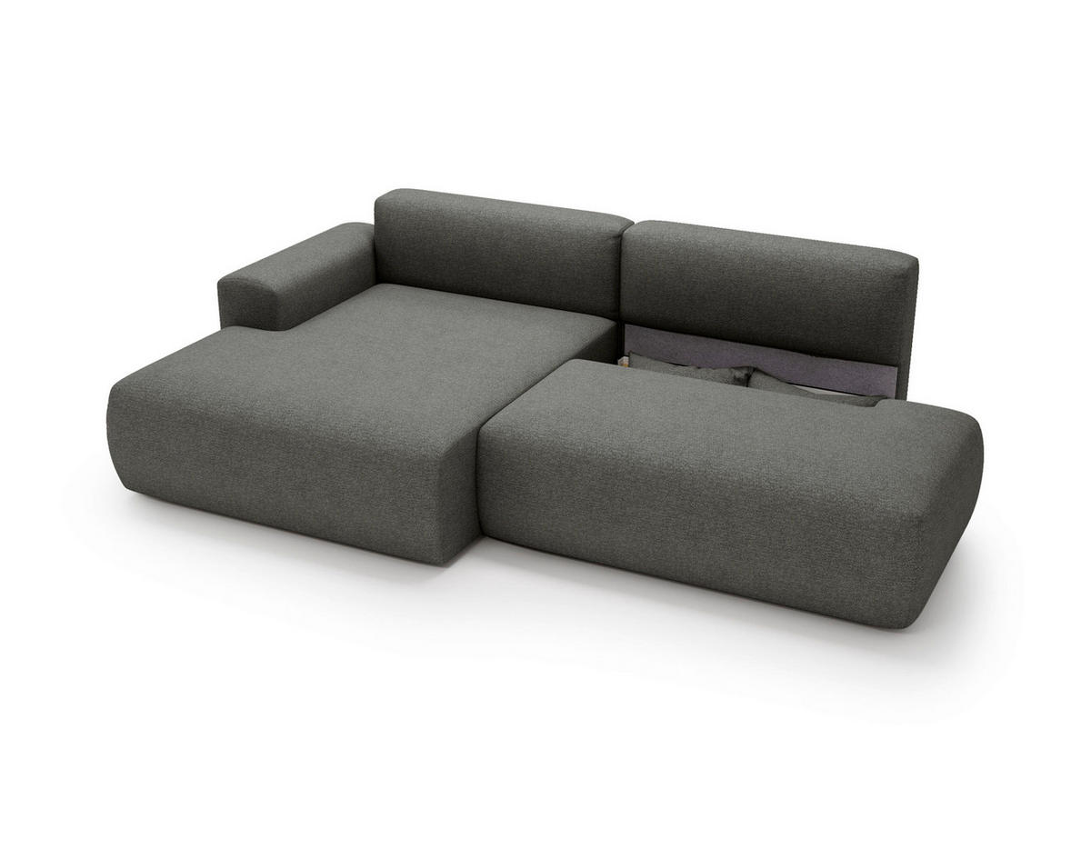 ECKSOFA REVE in Chenille Grau  160/284 cm  - Schwarz/Grau, Design, Kunststoff/Textil (160/284cm) - Livetastic