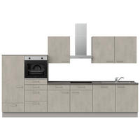 KÜCHENLEERBLOCK 360 cm   in Grau, Schieferfarben, Hellgrau  - Schieferfarben/Edelstahlfarben, MODERN, Holzwerkstoff/Metall (360cm) - Nobilia