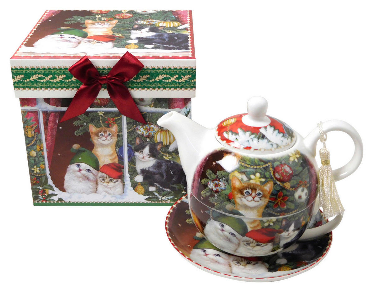 ČAJOVÁ SOUPRAVA PRO JEDNOHO 490 ml - vícebarevná, Trend, keramika (17/14cm) - X-Mas