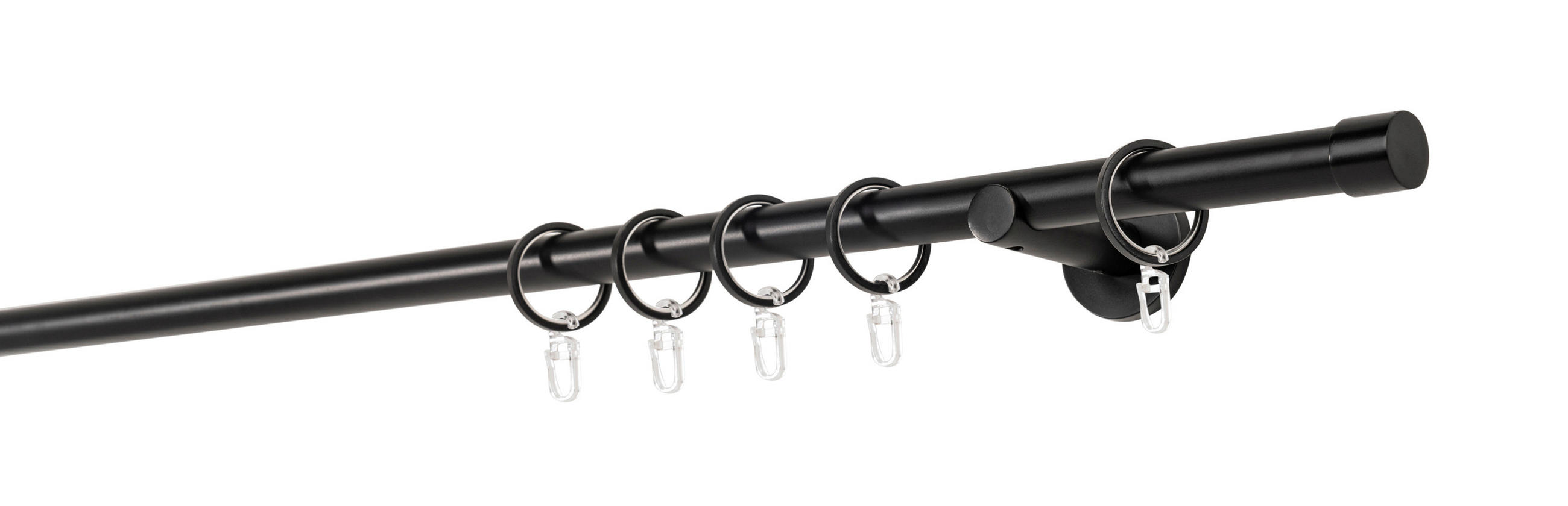 VORHANGSTANGENSET  100 cm  - Schwarz, Basics, Metall (100cm)