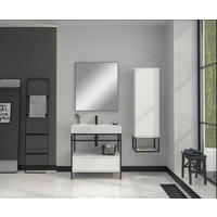 BADEZIMMER 3-teilig  in 80 cm  - Schwarz/Weiß, Design, Keramik/Holzwerkstoff (80cm) - Welnova