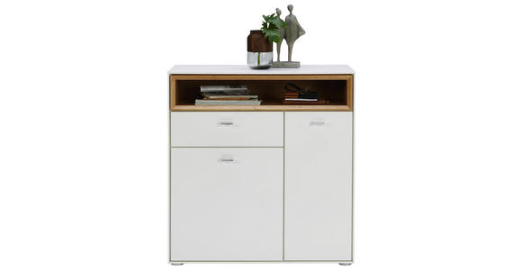 SCHUHSCHRANK 83/90/35 cm - Eichefarben/Silberfarben, Design, Holzwerkstoff/Kunststoff (83/90/35cm) - Hom`in