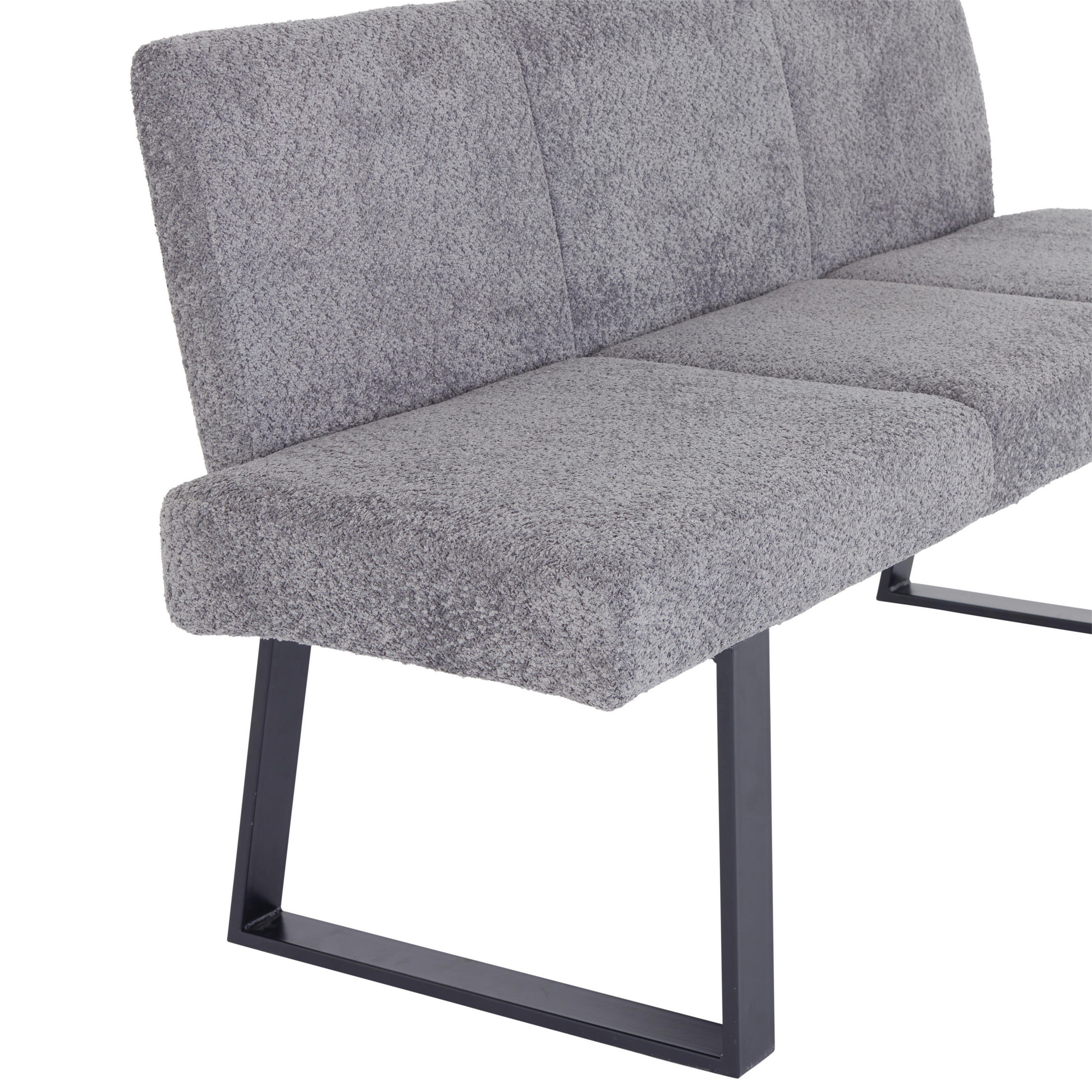SITZBANK in Metall, Textil Grau  - Schwarz/Grau, MODERN, Textil/Metall (166/82/61cm) - MID.YOU
