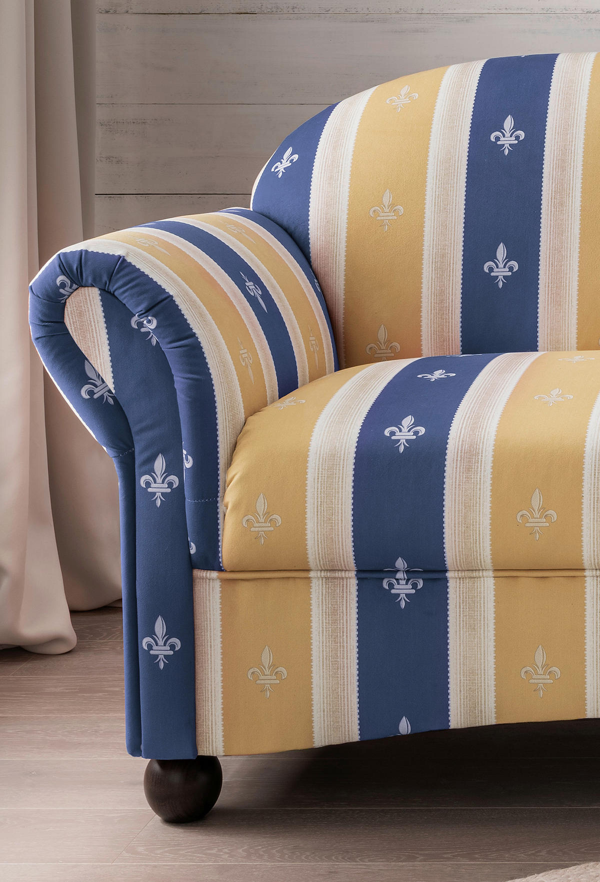 SESSEL in Mikrofaser Blau  - Wengefarben/Blau, Konventionell, Holz/Textil (90/84/80cm) - Livetastic