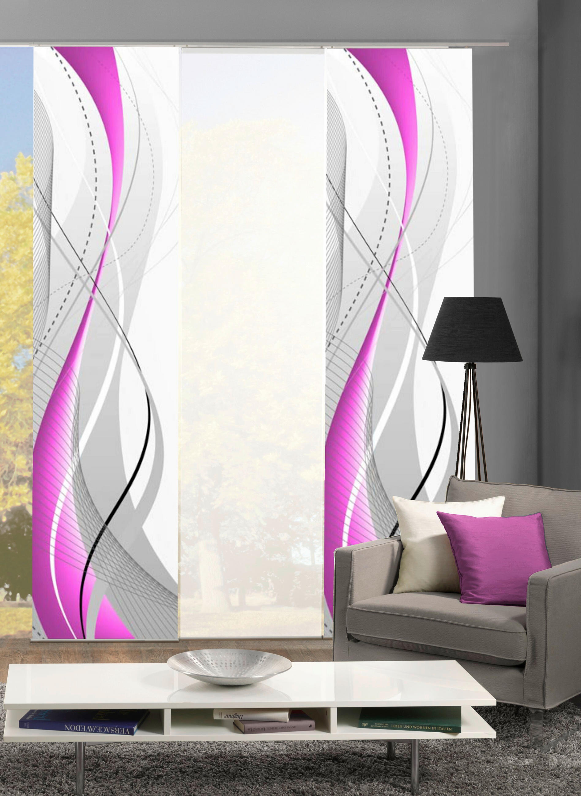 PANELOVÝ ZÁVĚS, 3x60/245 cm - ostružinová/bobulová, Design, textil (3x60/245cm) - Schmidt W. Gmbh