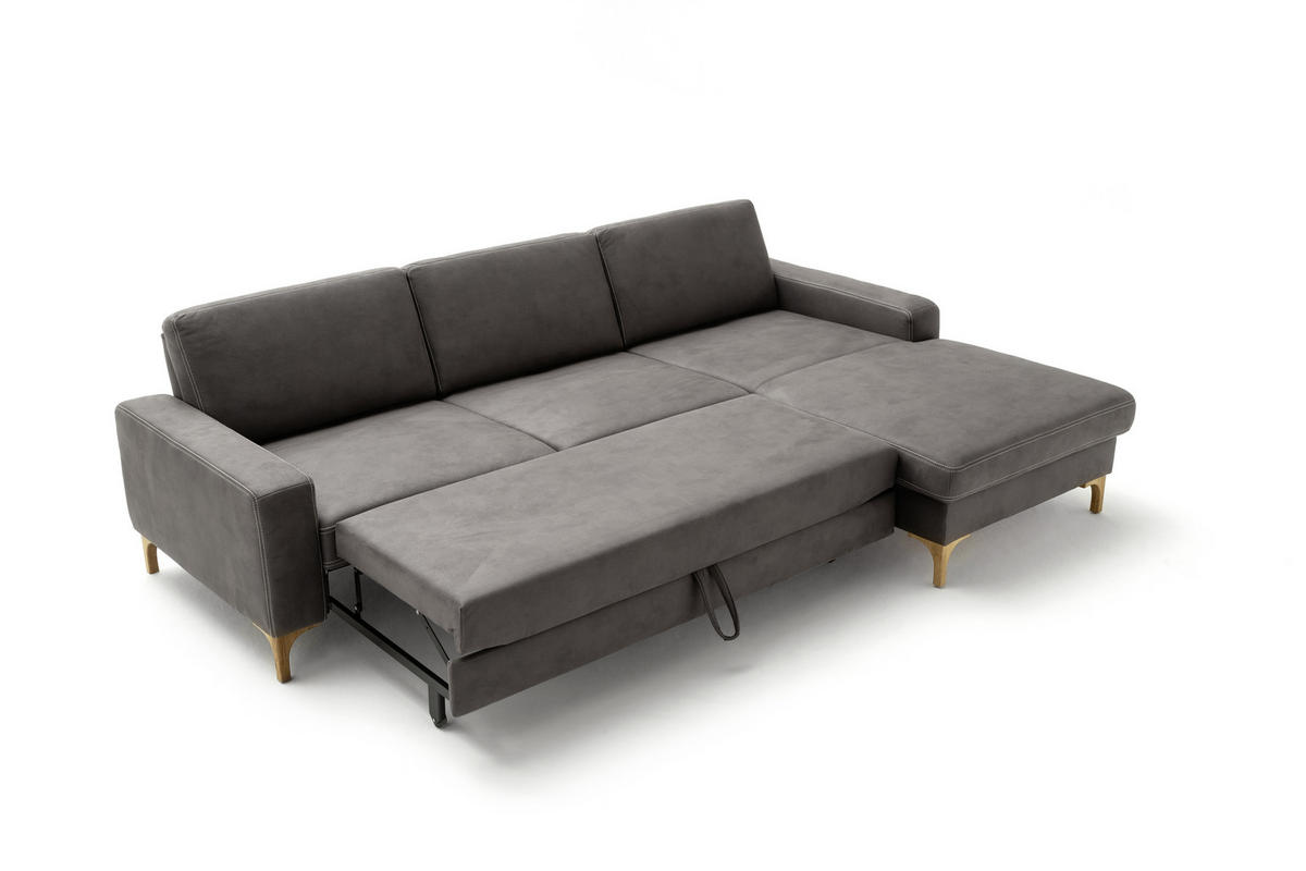 ECKSOFA in Mikrofaser Anthrazit  278/185 cm  - Eichefarben/Anthrazit, Design, Holz/Textil (278/185cm) - Pure Home Lifestyle