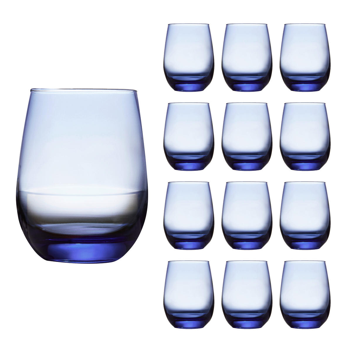 GLÄSERSET STEMLESS  12-teilig  - Hellblau, Basics, Glas (9/11,5cm)