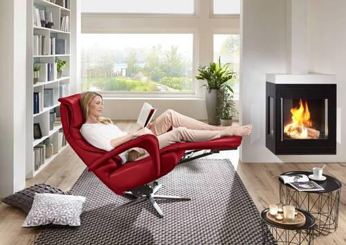 RELAXSESSEL in Leder Rot  - Edelstahlfarben/Rot, Design, Leder/Metall (75/106/88cm) - Dieter Knoll