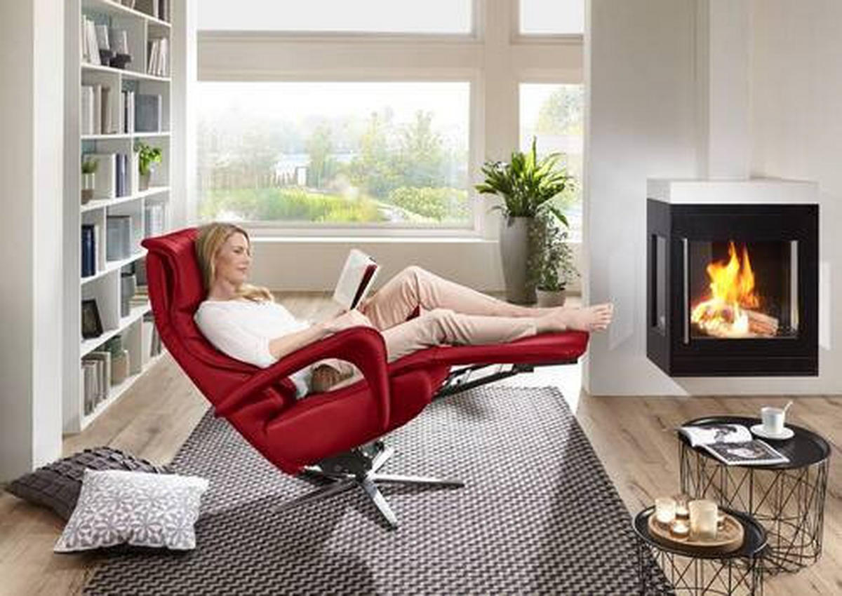 RELAXSESSEL in Leder Rot  - Edelstahlfarben/Rot, Design, Leder/Metall (75/106/88cm) - Dieter Knoll