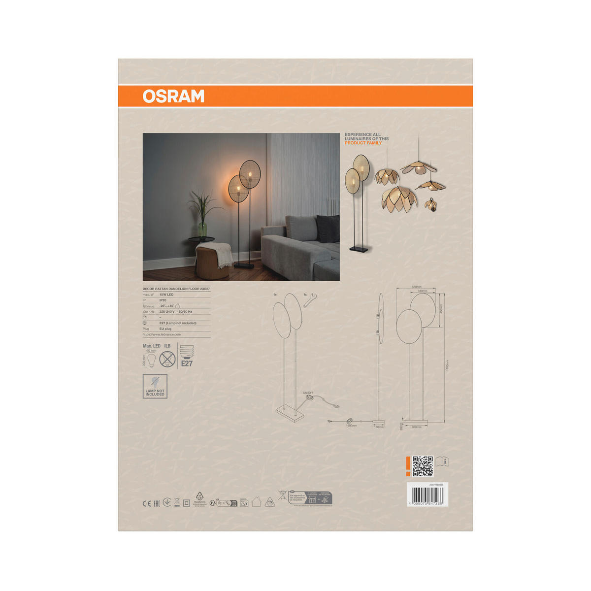 STEHLEUCHTE 52/15/170 cm   - Beige, Basics, Holz/Metall (52/15/170cm) - Osram