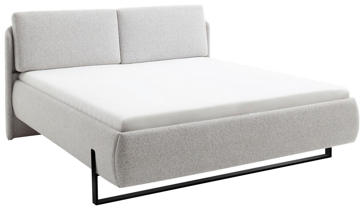 POLSTERBETT 180/200 cm  in Hellgrau  - Hellgrau/Schwarz, Design, Textil/Metall (180/200cm) - Esposa