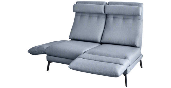 2-SITZER-SOFA Flachgewebe Blaugrau  - Blaugrau/Schwarz, Design, Textil/Metall (178-226/83-113/96-177cm) - Dieter Knoll