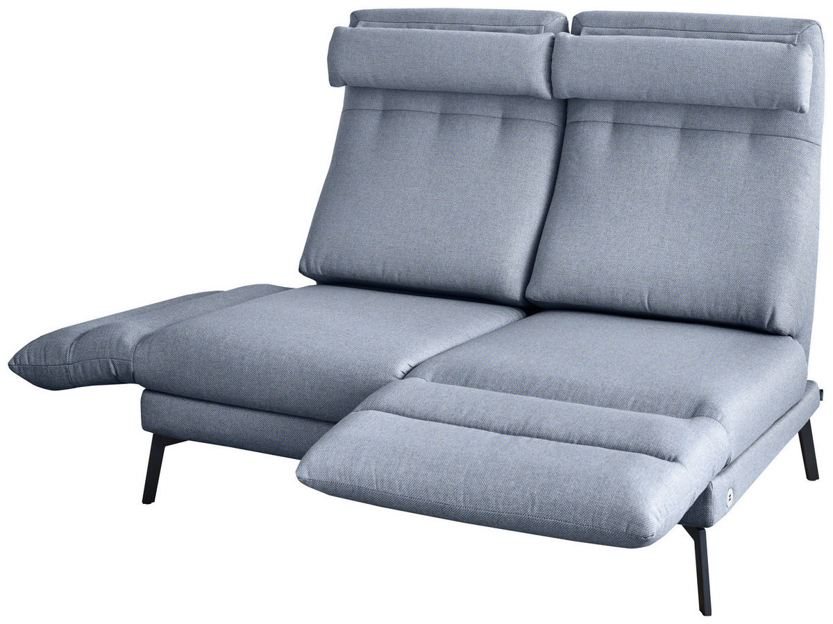 2-SITZER-SOFA Flachgewebe Blaugrau  - Blaugrau/Schwarz, Design, Textil/Metall (178-226/83-113/96-177cm) - Dieter Knoll