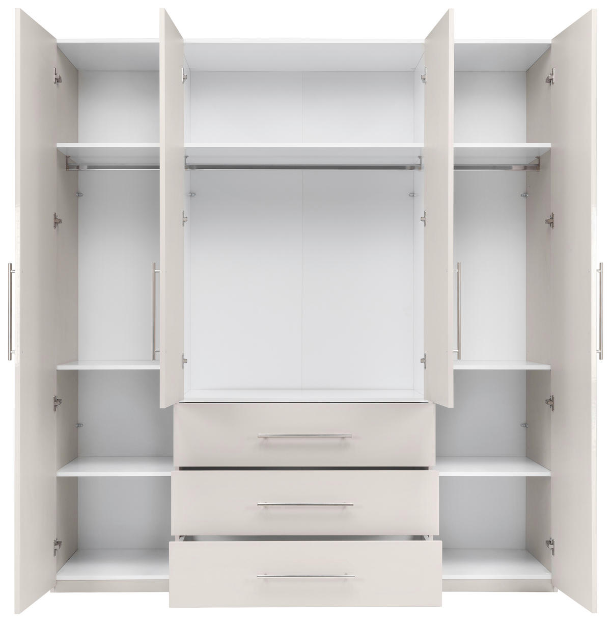 KLEIDERSCHRANK 196/219/59 cm,  in Kaschmir, 4-türig  - Kaschmir/Alufarben, KONVENTIONELL, Holzwerkstoff/Metall (196/219/59cm) - Carryhome