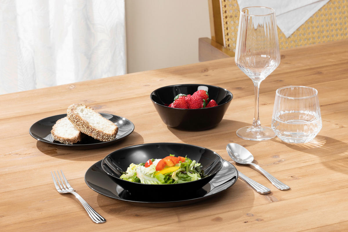 TAFELSERVICE 16-teilig  - Schwarz, Basics, Glas - Boxxx