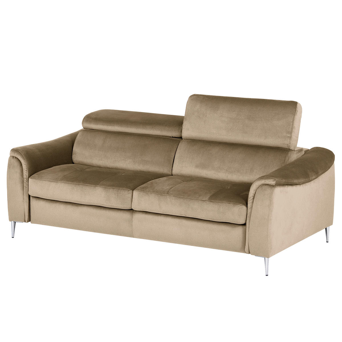 SCHLAFSOFA PAFOS in Samt Hellbraun  - Chromfarben/Hellbraun, Design, Textil/Metall (203/77-98/103cm) - MID.YOU
