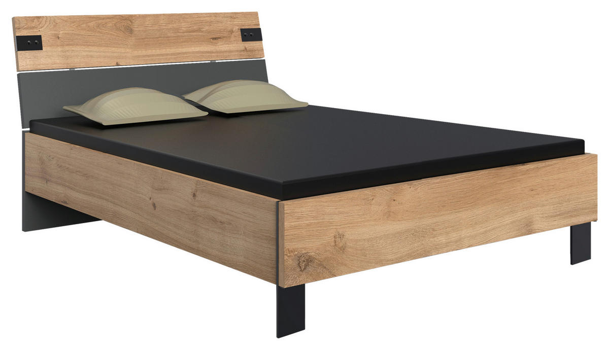 BETTANLAGE - Eichefarben/Graphitfarben, Basics (140/200cm) - MID.YOU