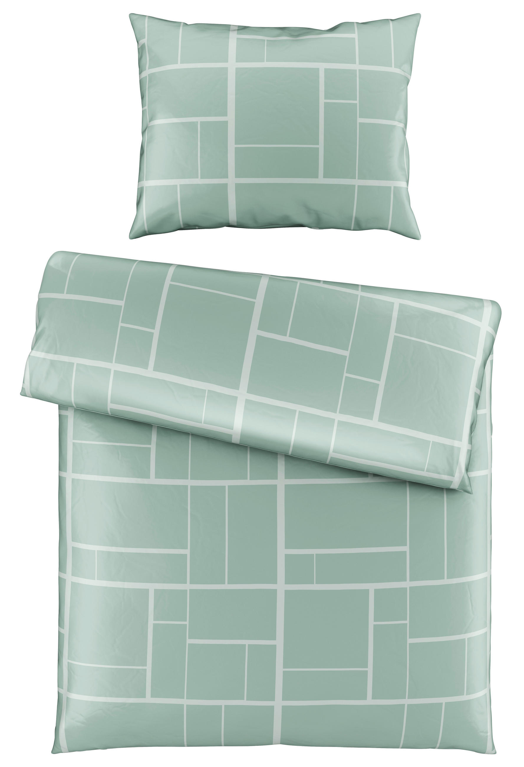 BETTWÄSCHE 2-teilig Satin 140/200 cm  - Jadegrün, KONVENTIONELL, Textil (140/200cm) - Dieter Knoll