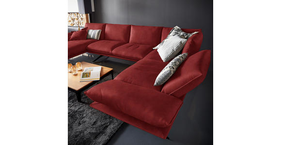 WOHNLANDSCHAFT in Echtleder Rot - Rot/Schwarz, Natur, Leder/Metall (155/359/217cm) - Dieter Knoll