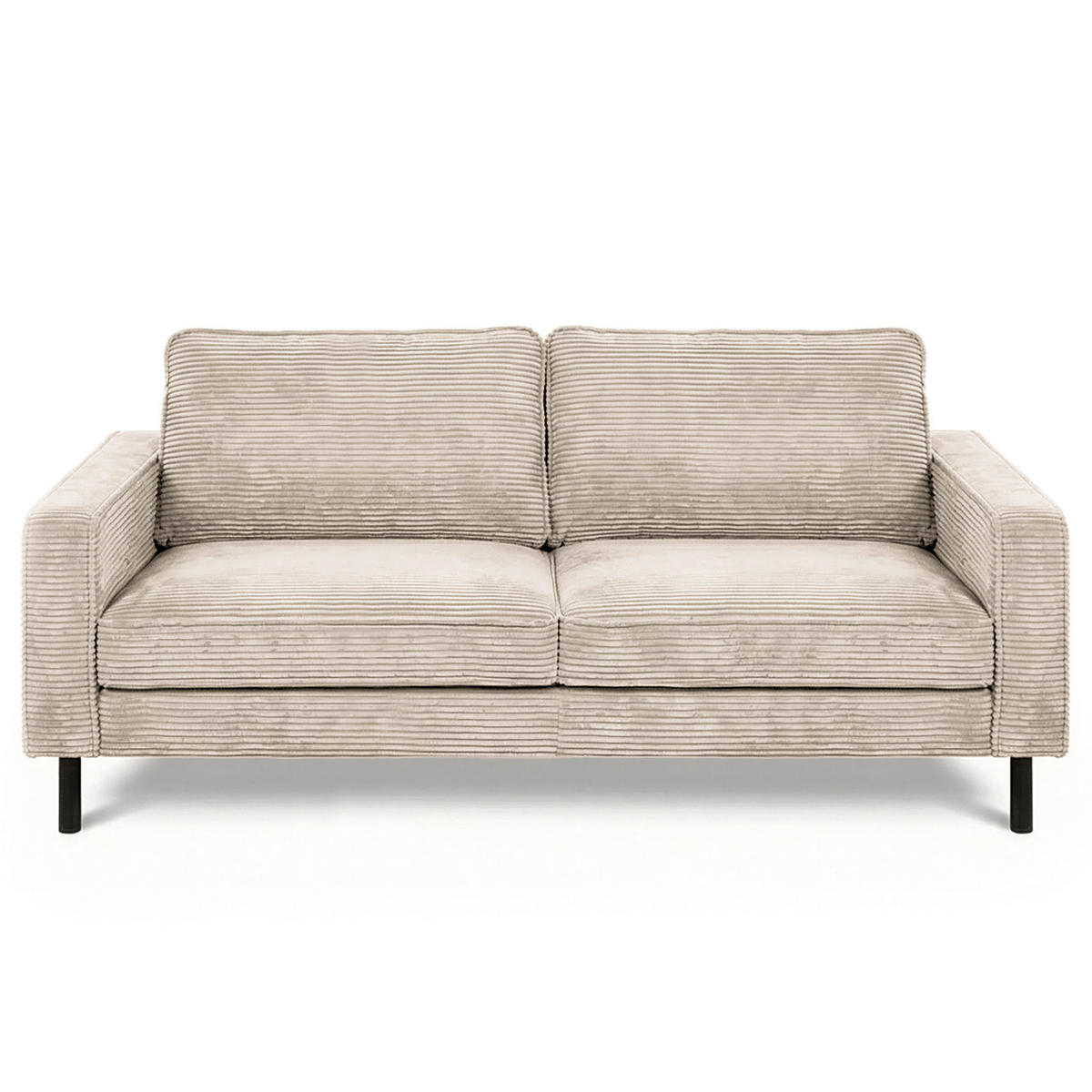 3-SITZER-SOFA  in Cord Hellgrau Modern  - Hellgrau/Schwarz, Design, Textil/Metall (188/85/92cm) - Livetastic