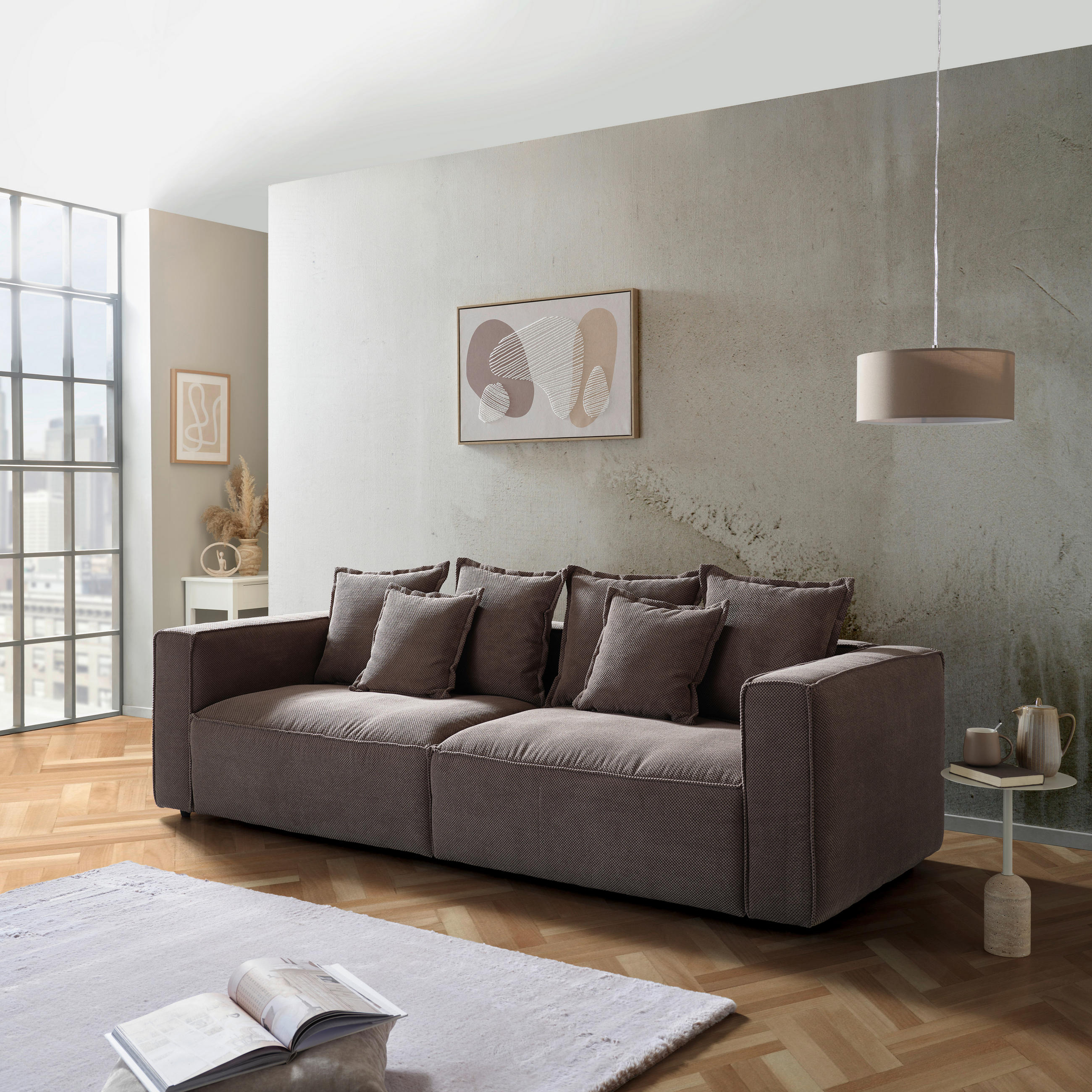 BIGSOFA Mikrofaser Grau  - Grau, MODERN, Textil (280/72/109cm) - MID.YOU